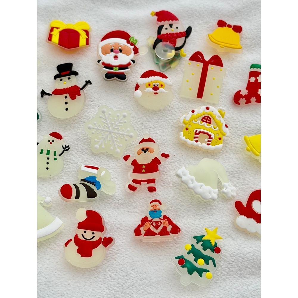 25pc Glo-in-the-Dark Christmas Shoe Charm Santa Snowman Holiday Croc Jibbitz - Picture 4 of 6